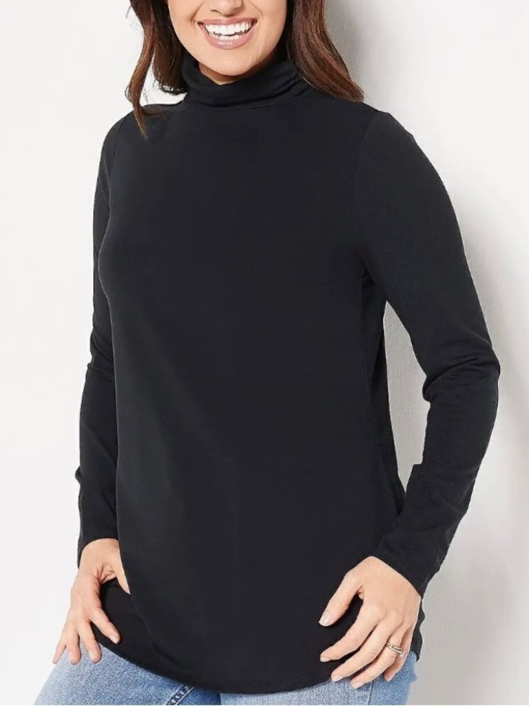 Belle By Kim Gravel Tripleluxe Pima Ruched Turtleneck Top